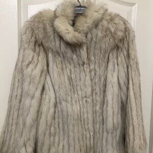Vintage German Fur Coat Blue Fox hip-length jacket size small